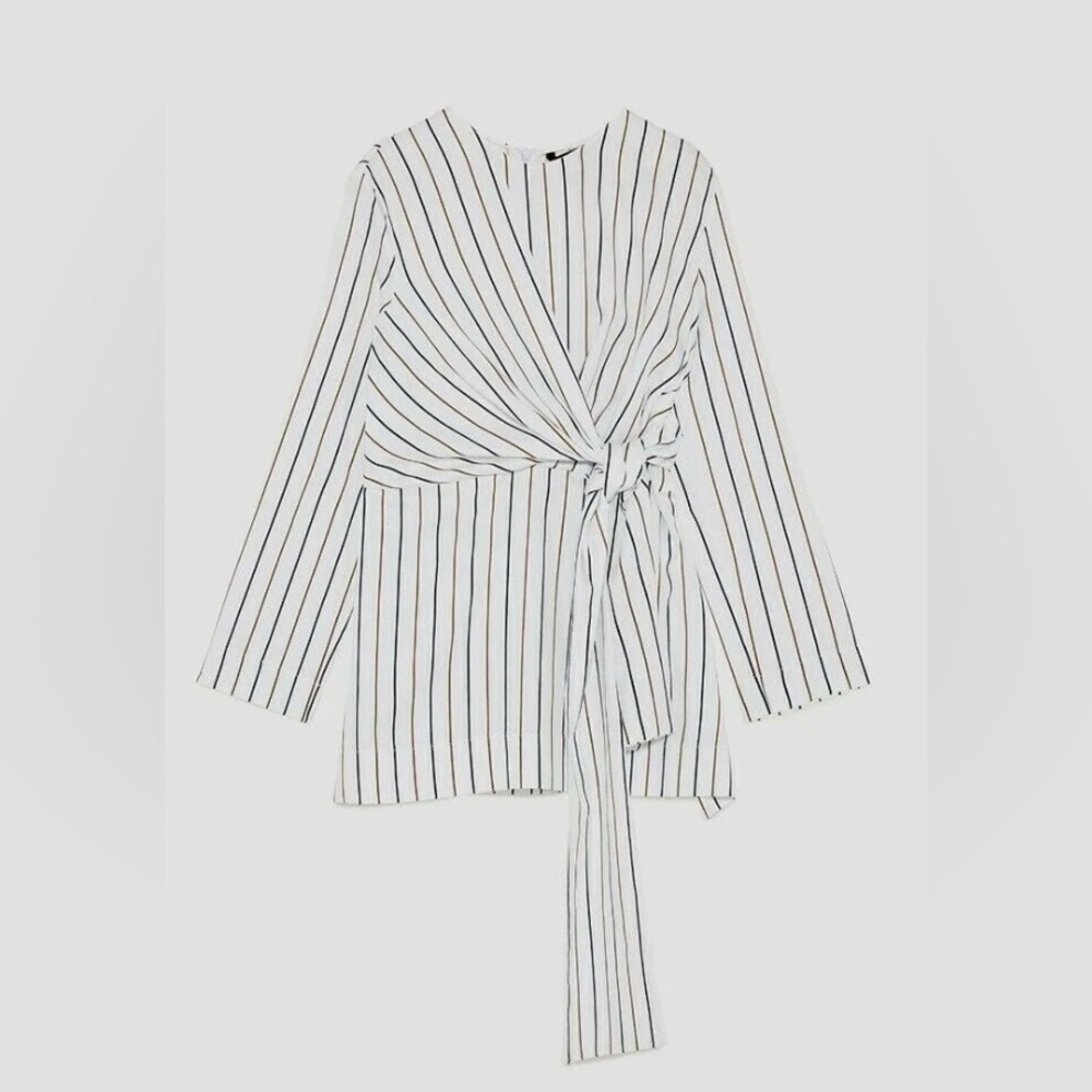 Zara Striped Wrap Blouse